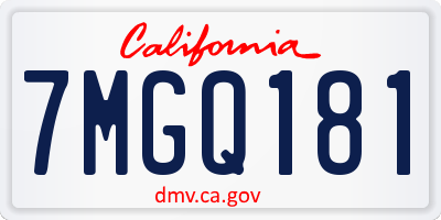 CA license plate 7MGQ181