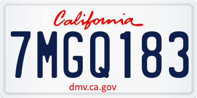 CA license plate 7MGQ183