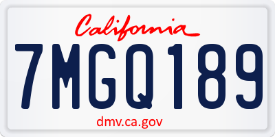 CA license plate 7MGQ189