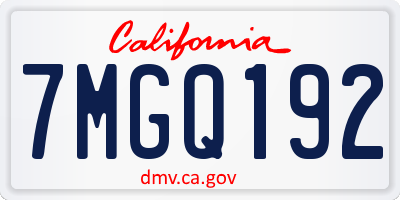 CA license plate 7MGQ192