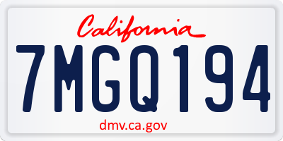 CA license plate 7MGQ194