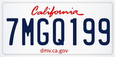 CA license plate 7MGQ199