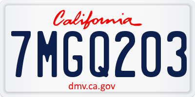 CA license plate 7MGQ203