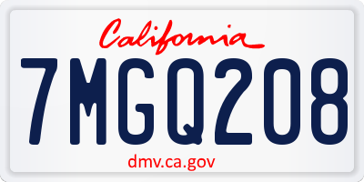 CA license plate 7MGQ208