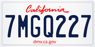 CA license plate 7MGQ227