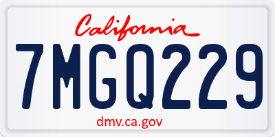 CA license plate 7MGQ229