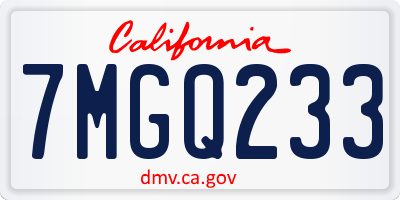 CA license plate 7MGQ233