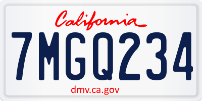 CA license plate 7MGQ234