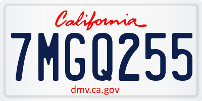 CA license plate 7MGQ255