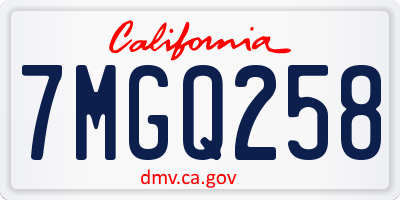 CA license plate 7MGQ258