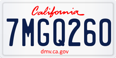 CA license plate 7MGQ260