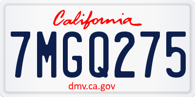 CA license plate 7MGQ275