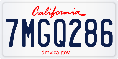 CA license plate 7MGQ286