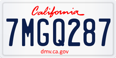 CA license plate 7MGQ287