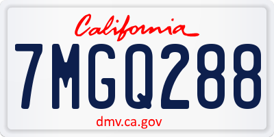 CA license plate 7MGQ288