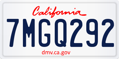 CA license plate 7MGQ292