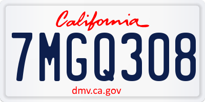 CA license plate 7MGQ308