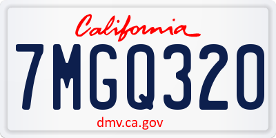 CA license plate 7MGQ320