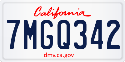 CA license plate 7MGQ342