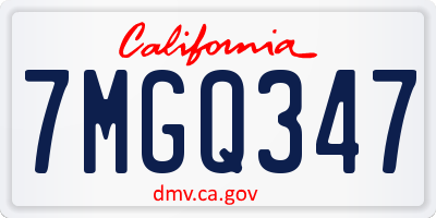 CA license plate 7MGQ347