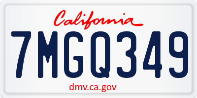 CA license plate 7MGQ349