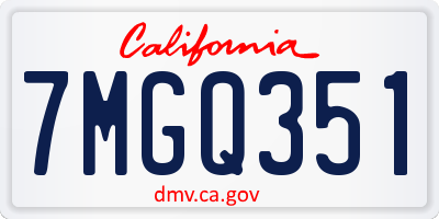 CA license plate 7MGQ351
