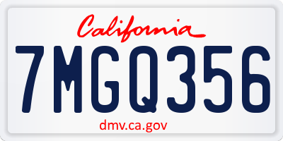 CA license plate 7MGQ356