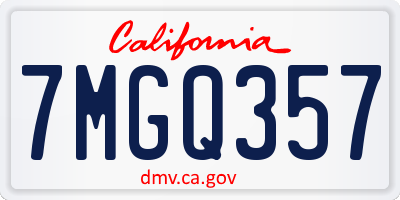 CA license plate 7MGQ357
