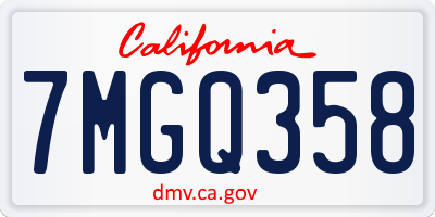 CA license plate 7MGQ358