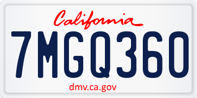 CA license plate 7MGQ360