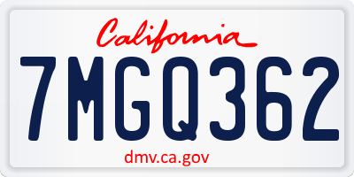 CA license plate 7MGQ362
