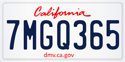 CA license plate 7MGQ365