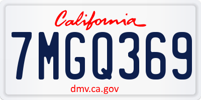 CA license plate 7MGQ369