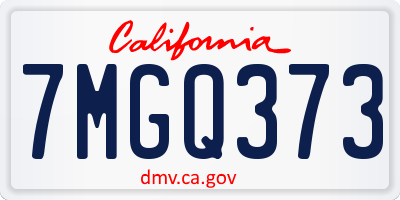 CA license plate 7MGQ373