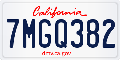 CA license plate 7MGQ382