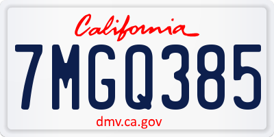 CA license plate 7MGQ385