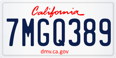 CA license plate 7MGQ389