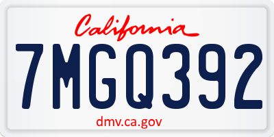 CA license plate 7MGQ392