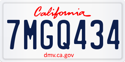 CA license plate 7MGQ434