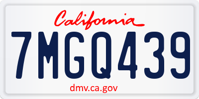 CA license plate 7MGQ439
