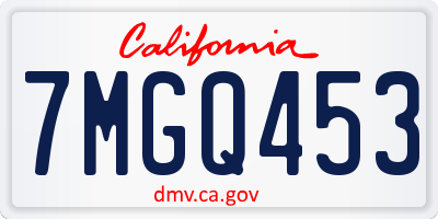 CA license plate 7MGQ453