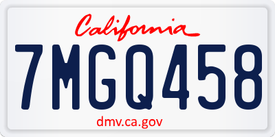 CA license plate 7MGQ458