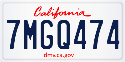 CA license plate 7MGQ474