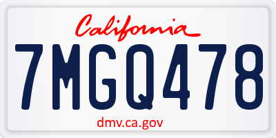 CA license plate 7MGQ478