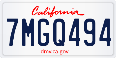 CA license plate 7MGQ494