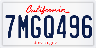 CA license plate 7MGQ496