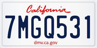 CA license plate 7MGQ531