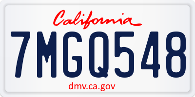 CA license plate 7MGQ548