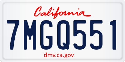 CA license plate 7MGQ551