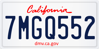 CA license plate 7MGQ552